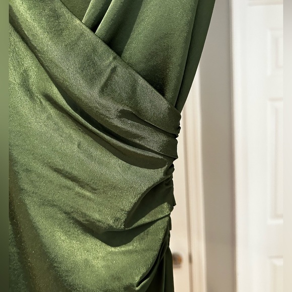 Zara Green Satin Effect Slip Draped Lingerie Style Dress Size S Small - Picture 7 of 10
